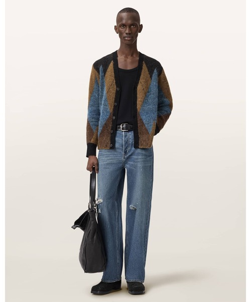 ALLSAINTS(オールセインツ)の「BERNIE OVERSIZED ARGYLE CARDIGAN | BERNIE オーバーサイズ アーガイル カーディガン(カーディガン/ボレロ・メンズ・ブラウン系その他・XS/S/M/L/XL)」の3枚目の写真