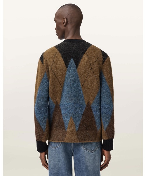 ALLSAINTS(オールセインツ)の「BERNIE OVERSIZED ARGYLE CARDIGAN | BERNIE オーバーサイズ アーガイル カーディガン(カーディガン/ボレロ・メンズ・ブラウン系その他・XS/S/M/L/XL)」の6枚目の写真