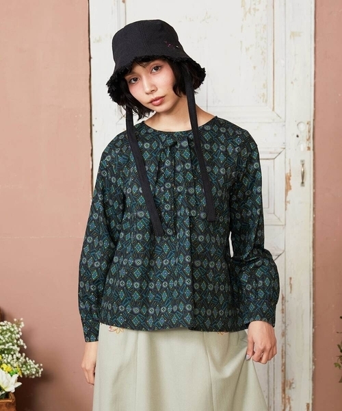 Jocomomola(ホコモモラ)の「Hidalgo 幾何調プリントブラウス(シャツ/ブラウス・レディース・アイボリー/ブラック・40)」の1枚目の写真
