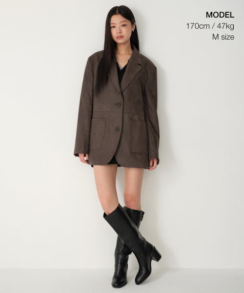 MUSINSA STANDARD WOMAN（ムシンサスタンダードウーマン）の「ウィメンズ シンセティックスエード オーバーサイズ ブレザー [ブラウン]（テーラードジャケット・レディース・その他・SMALL/MEDIUM/LARGE/X-SMALL）」の18枚目の写真