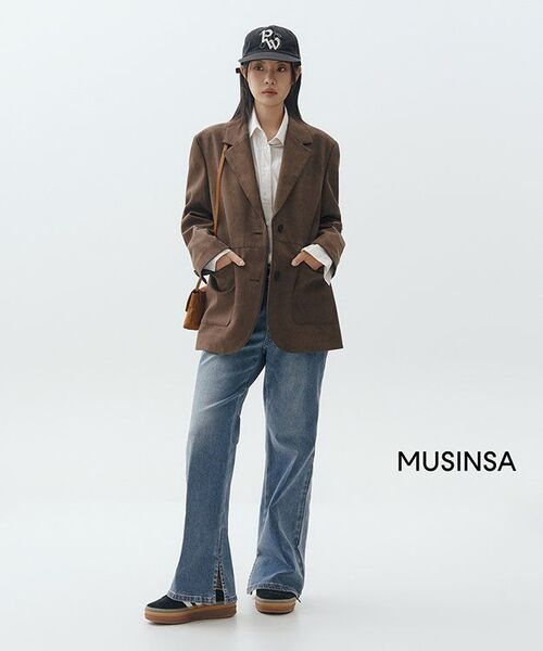MUSINSA STANDARD WOMAN（ムシンサスタンダードウーマン）の「ウィメンズ シンセティックスエード オーバーサイズ ブレザー [ブラウン]（テーラードジャケット・レディース・その他・SMALL/MEDIUM/LARGE/X-SMALL）」の3枚目の写真