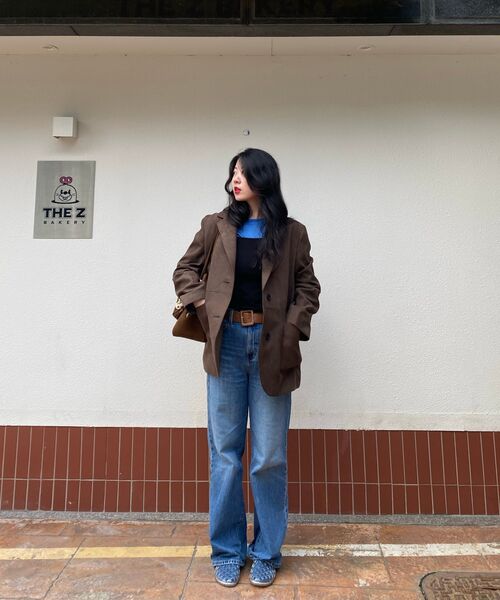 MUSINSA STANDARD WOMAN（ムシンサスタンダードウーマン）の「ウィメンズ シンセティックスエード オーバーサイズ ブレザー [ブラウン]（テーラードジャケット・レディース・その他・SMALL/MEDIUM/LARGE/X-SMALL）」の4枚目の写真