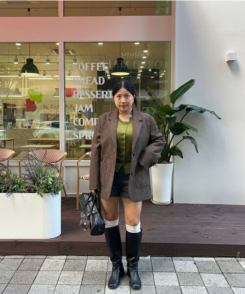 MUSINSA STANDARD WOMAN（ムシンサスタンダードウーマン）の「ウィメンズ シンセティックスエード オーバーサイズ ブレザー [ブラウン]（テーラードジャケット・レディース・その他・SMALL/MEDIUM/LARGE/X-SMALL）」の13枚目の写真