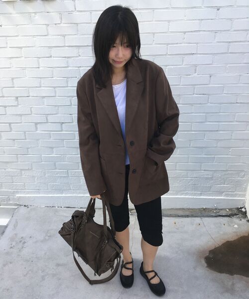 MUSINSA STANDARD WOMAN（ムシンサスタンダードウーマン）の「ウィメンズ シンセティックスエード オーバーサイズ ブレザー [ブラウン]（テーラードジャケット・レディース・その他・SMALL/MEDIUM/LARGE/X-SMALL）」の14枚目の写真