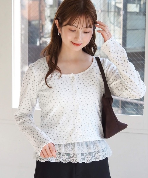tiptop(ティップトップ)の「カットカーディガン×裾レースキャミSET(Tシャツ/カットソー・レディース・ホワイト系その他/オフホワイト/ブラック系その他/サックスブルー・FREE)」の5枚目の写真