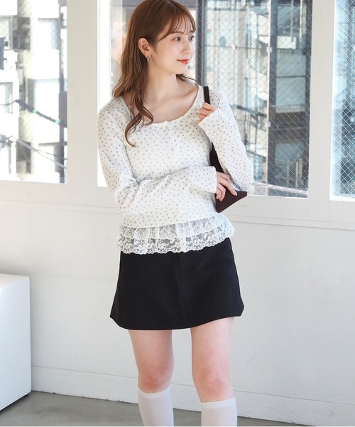 tiptop(ティップトップ)の「カットカーディガン×裾レースキャミSET(Tシャツ/カットソー・レディース・ホワイト系その他/オフホワイト/ブラック系その他/サックスブルー・FREE)」の8枚目の写真