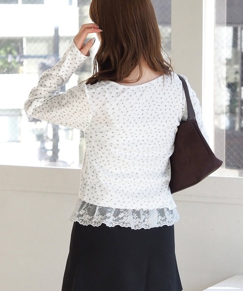 tiptop(ティップトップ)の「カットカーディガン×裾レースキャミSET(Tシャツ/カットソー・レディース・ホワイト系その他/オフホワイト/ブラック系その他/サックスブルー・FREE)」の12枚目の写真