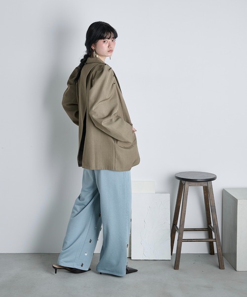 ビジューデザインスウェットイージーパンツ（スウェットパンツ）｜THE