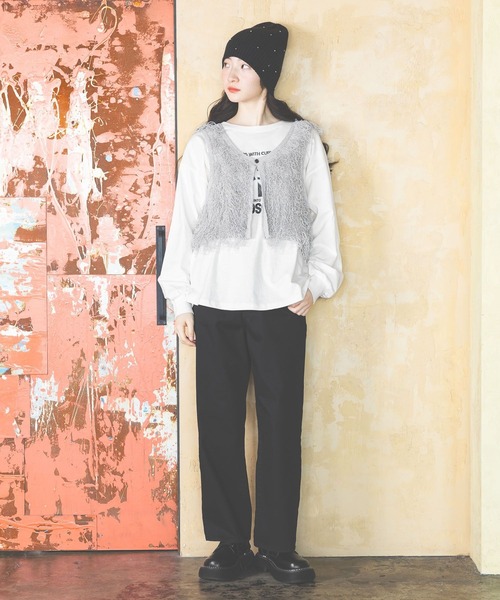 niko and...(ニコアンド)の「オリジナルパーツ付きニットワッチ(ニットキャップ/ビーニー・レディース・ブラック/グレー・0)」の5枚目の写真