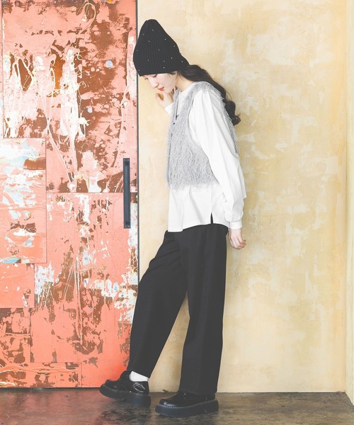 niko and...(ニコアンド)の「オリジナルパーツ付きニットワッチ(ニットキャップ/ビーニー・レディース・ブラック/グレー・0)」の6枚目の写真