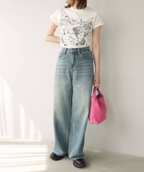 c.u.l(シーユーエル)の「ライオン 手描き風プリント Tシャツ カットソー culw894(Tシャツ/カットソー・レディース・ホワイト・S/M)」の5枚目の写真