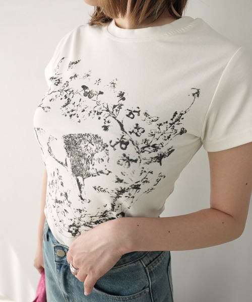 c.u.l(シーユーエル)の「ライオン 手描き風プリント Tシャツ カットソー culw894(Tシャツ/カットソー・レディース・ホワイト・S/M)」の11枚目の写真