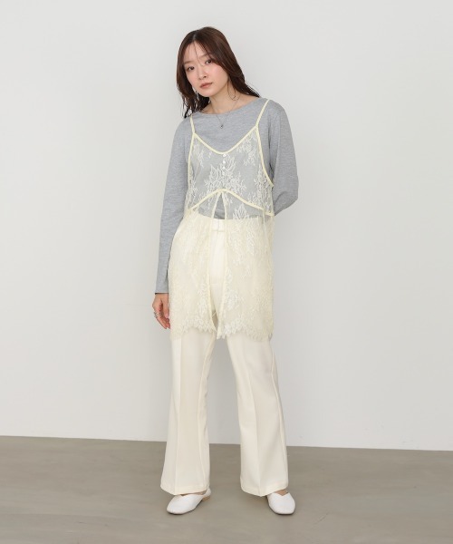 Bab(バブ)の「【選べるサイズ展開】ストレッチツイルセミフレアスラックスパンツ(スラックス・レディース・アイボリー/チャコールグレー/ブラック・L/M)」の4枚目の写真