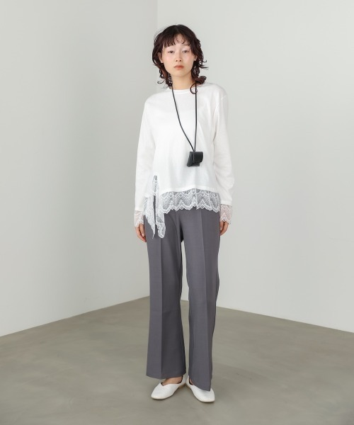 Bab(バブ)の「【選べるサイズ展開】ストレッチツイルセミフレアスラックスパンツ(スラックス・レディース・アイボリー/チャコールグレー/ブラック・L/M)」の16枚目の写真