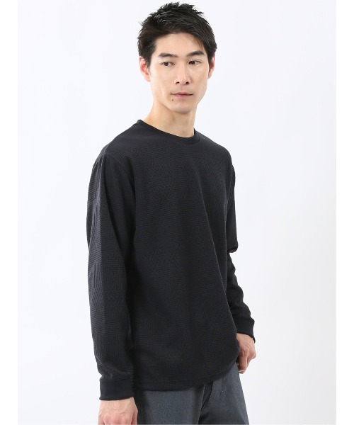 TAKA-Q（タカキュー）の「【インナー ロンＴ】タカキュー ランダムジャガード クルーネック 長袖 Tシャツ（Tシャツ/カットソー・メンズ・グレー/ネイビー・MEDIUM/LARGE/X-LARGE）」の12枚目の写真