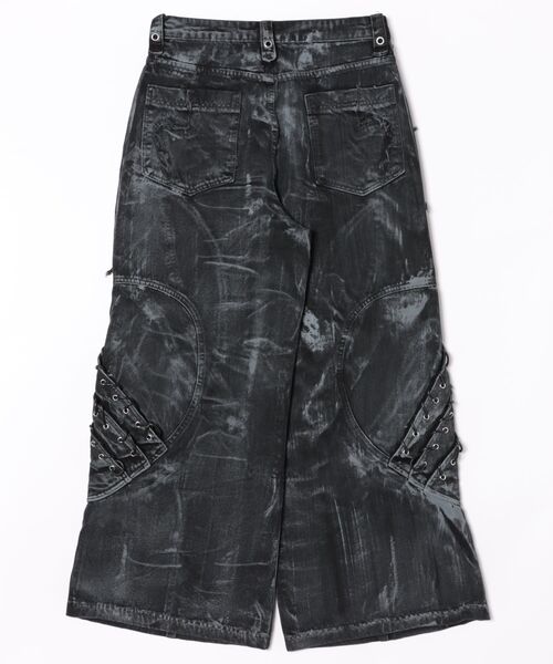 Never mind the XU（ネバーマインドザエックスユー）の「【Never mind the XU】Patchwork Wide Leg pants / 【ネバーマインド ザ エックスユー】パッチワークワイドパンツ（デニムパンツ・メンズ・ブラック・L）」の4枚目の写真