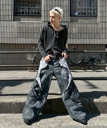 XU（エックスユー）の「【Never mind the XU】Patchwork Wide Leg pants / 【ネバーマインド ザ エックスユー】パッチワークワイドパンツ（デニムパンツ）」