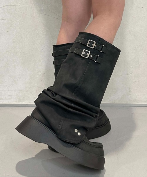 sedacle girl（セダクルガール）の「2wayバックルミドルブーツ（ブーツ・レディース・ダークブラウン/ブラック・LARGE/MEDIUM）」の2枚目の写真