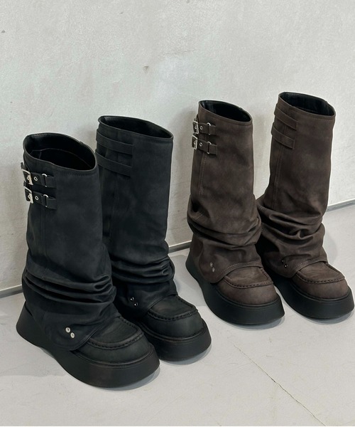 sedacle girl（セダクルガール）の「2wayバックルミドルブーツ（ブーツ・レディース・ダークブラウン/ブラック・LARGE/MEDIUM）」の3枚目の写真