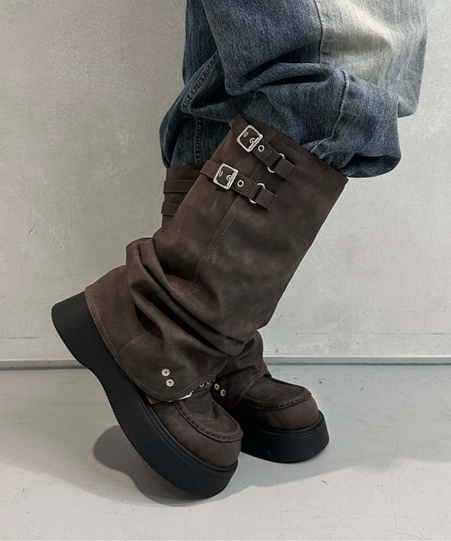 sedacle girl（セダクルガール）の「2wayバックルミドルブーツ（ブーツ・レディース・ダークブラウン/ブラック・LARGE/MEDIUM）」の17枚目の写真