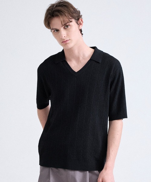 Parts Lab.(パーツラボ)の「【Parts Lab.】Summer Knit Short-sleeve Polo Shirt / 半袖サマーニットポロシャツ(ポロシャツ・メンズ・チャコールグレー/ブラック/ベージュ・M/L/S)」の4枚目の写真