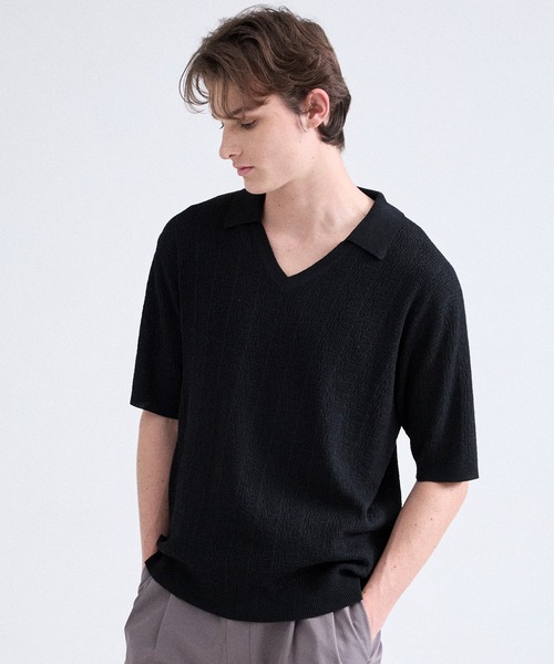 Parts Lab.(パーツラボ)の「【Parts Lab.】Summer Knit Short-sleeve Polo Shirt / 半袖サマーニットポロシャツ(ポロシャツ・メンズ・チャコールグレー/ブラック/ベージュ・M/L/S)」の5枚目の写真
