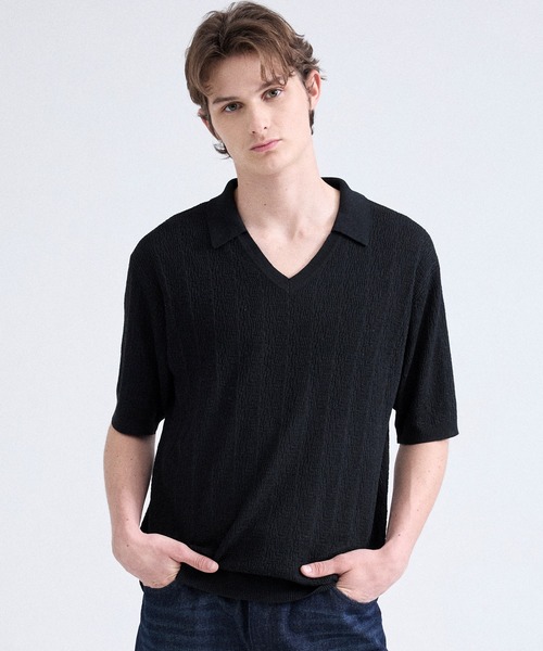 Parts Lab.(パーツラボ)の「【Parts Lab.】Summer Knit Short-sleeve Polo Shirt / 半袖サマーニットポロシャツ(ポロシャツ・メンズ・チャコールグレー/ブラック/ベージュ・M/L/S)」の7枚目の写真