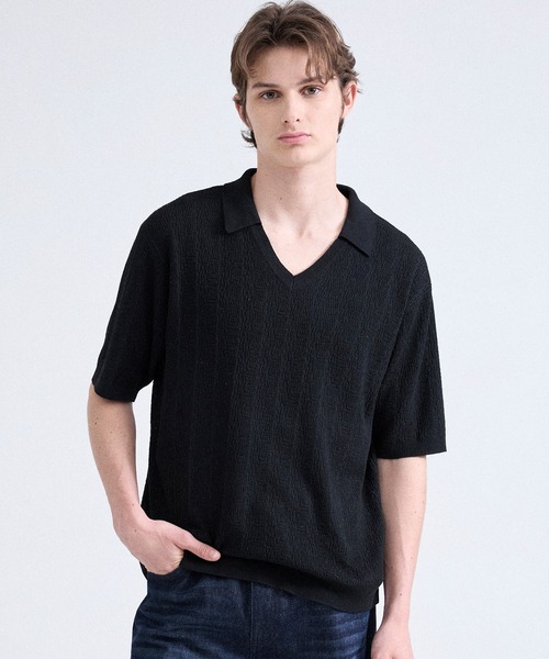 Parts Lab.(パーツラボ)の「【Parts Lab.】Summer Knit Short-sleeve Polo Shirt / 半袖サマーニットポロシャツ(ポロシャツ・メンズ・チャコールグレー/ブラック/ベージュ・M/L/S)」の8枚目の写真
