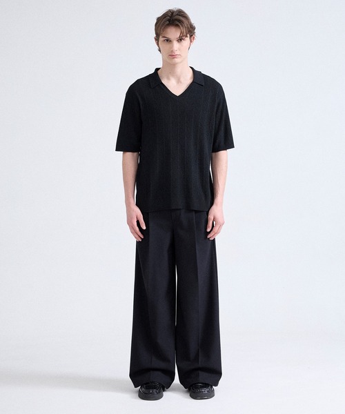Parts Lab.(パーツラボ)の「【Parts Lab.】Summer Knit Short-sleeve Polo Shirt / 半袖サマーニットポロシャツ(ポロシャツ・メンズ・チャコールグレー/ブラック/ベージュ・M/L/S)」の9枚目の写真