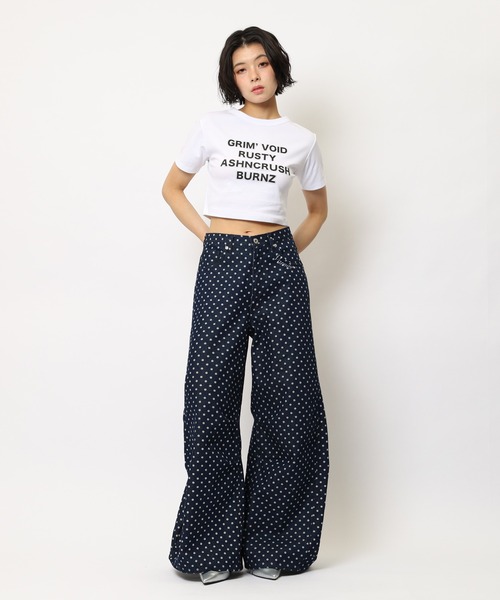 SPIRALGIRL(スパイラルガール)の「ドット柄バレルレッグパンツ(デニムパンツ・レディース・ドット/ブルー・SMALL/MEDIUM)」の13枚目の写真