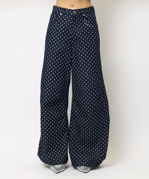 SPIRALGIRL(スパイラルガール)の「ドット柄バレルレッグパンツ(デニムパンツ・レディース・ドット/ブルー・SMALL/MEDIUM)」の17枚目の写真