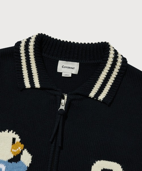 COVERNAT（カバーナット）の「[SOOBIN着用] DUCK GRAPHIC KNIT VARSITY JACKET（その他アウター・メンズ・ネイビー・SMALL/MEDIUM/LARGE/X-LARGE）」の5枚目の写真