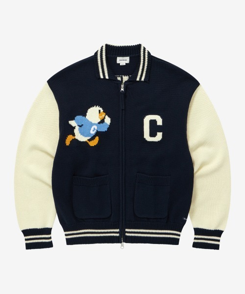 COVERNAT（カバーナット）の「[SOOBIN着用] DUCK GRAPHIC KNIT VARSITY JACKET（その他アウター・メンズ・ネイビー・SMALL/MEDIUM/LARGE/X-LARGE）」の12枚目の写真