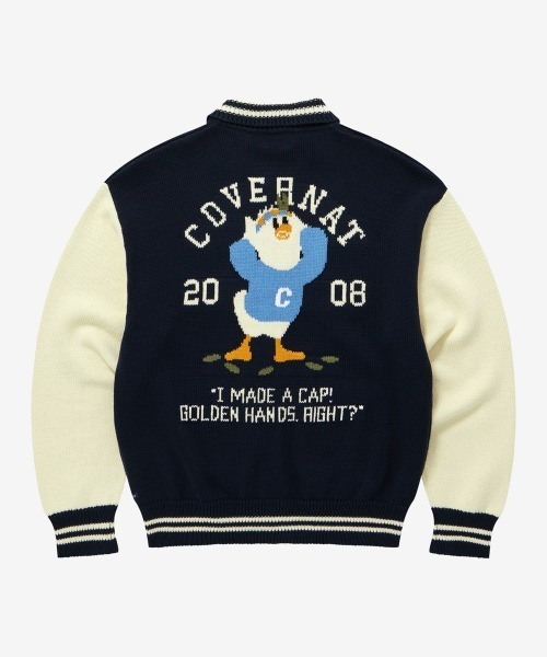 COVERNAT（カバーナット）の「[SOOBIN着用] DUCK GRAPHIC KNIT VARSITY JACKET（その他アウター・メンズ・ネイビー・SMALL/MEDIUM/LARGE/X-LARGE）」の13枚目の写真