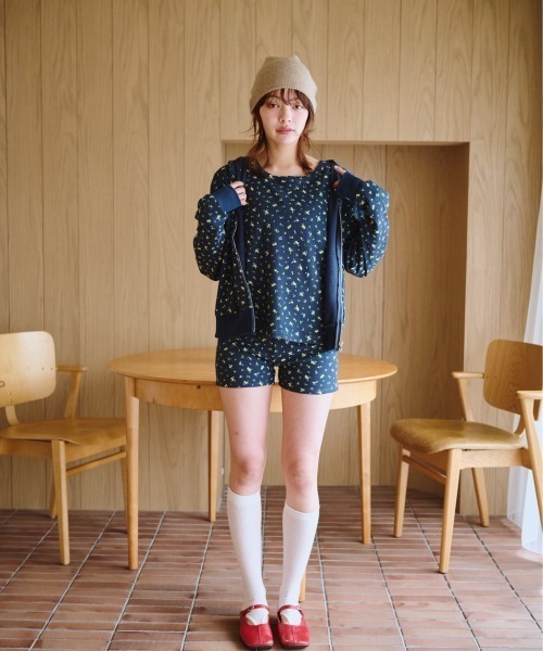 common gull products.（コモンガルプロダクツ）の「小さなお花畑のワッフルショートパンツ（その他パンツ・レディース・ネイビー/ライトブルー/ホワイト系/イエロー系・SMALL/MEDIUM/LARGE）」の13枚目の写真