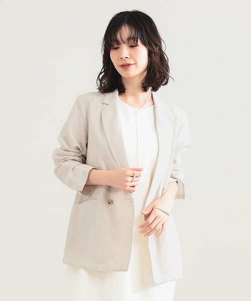 Demi-Luxe BEAMS(デミルクス ビームス)の「【別注】TICCA / リネン ジャケット(その他アウター・レディース・ベージュ/ブラック・ONE SIZE)」の1枚目の写真