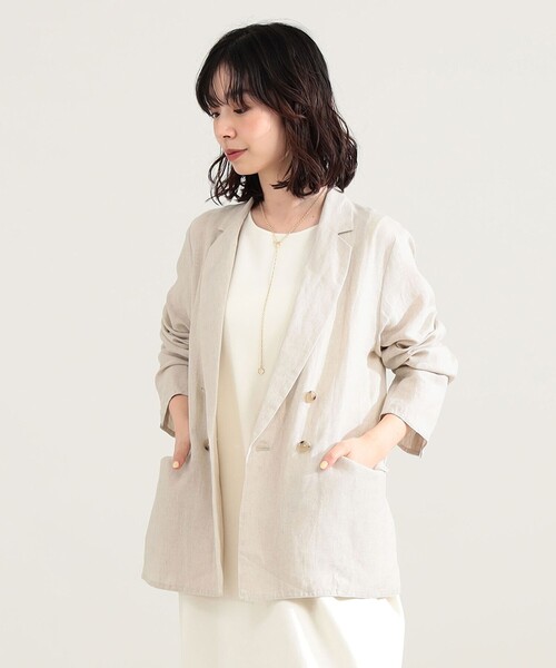 Demi-Luxe BEAMS(デミルクス ビームス)の「【別注】TICCA / リネン ジャケット(その他アウター・レディース・ベージュ/ブラック・ONE SIZE)」の12枚目の写真