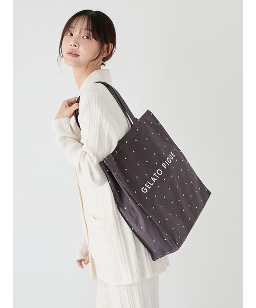 gelato pique(ジェラートピケ)の「ホビートート(トートバッグ・レディース・ネイビー/チャコールグレー・F)」の10枚目の写真