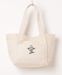 OUT POCKET TOTE BAG/THRASHER スラッシャー アウトポケット コットンキャンバス GONZ刺繍 前面サイドポケット 大容量 ナチュラル 通学 通勤 エコバッグ ストリート ユニセックス
