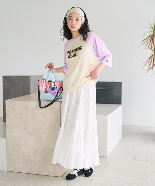FREAK'S STORE(フリークスストア)の「FRUIT OF THE LOOM × FREAK'S STORE/フルーツオブザルーム 別注 シアー ラグランプリントTシャツ/ラグランT(Tシャツ/カットソー・レディース・チャコール/パープル/ベージュ・フリ-)」の11枚目の写真