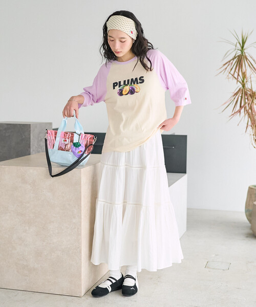 FREAK'S STORE(フリークスストア)の「FRUIT OF THE LOOM × FREAK'S STORE/フルーツオブザルーム 別注 シアー ラグランプリントTシャツ/ラグランT(Tシャツ/カットソー・レディース・チャコール/パープル/ベージュ・フリ-)」の12枚目の写真