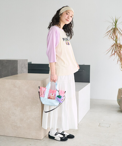FREAK'S STORE(フリークスストア)の「FRUIT OF THE LOOM × FREAK'S STORE/フルーツオブザルーム 別注 シアー ラグランプリントTシャツ/ラグランT(Tシャツ/カットソー・レディース・チャコール/パープル/ベージュ・フリ-)」の13枚目の写真