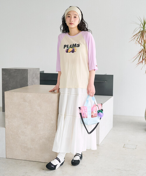 FREAK'S STORE(フリークスストア)の「FRUIT OF THE LOOM × FREAK'S STORE/フルーツオブザルーム 別注 シアー ラグランプリントTシャツ/ラグランT(Tシャツ/カットソー・レディース・チャコール/パープル/ベージュ・フリ-)」の15枚目の写真
