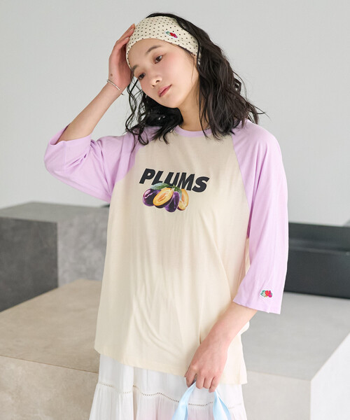 FREAK'S STORE(フリークスストア)の「FRUIT OF THE LOOM × FREAK'S STORE/フルーツオブザルーム 別注 シアー ラグランプリントTシャツ/ラグランT(Tシャツ/カットソー・レディース・チャコール/パープル/ベージュ・フリ-)」の20枚目の写真