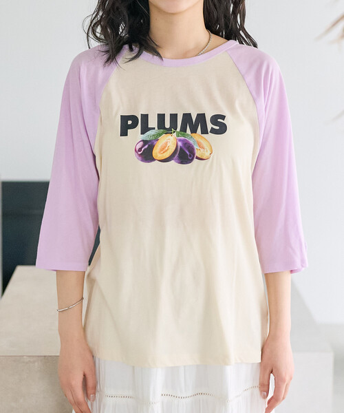 FREAK'S STORE(フリークスストア)の「FRUIT OF THE LOOM × FREAK'S STORE/フルーツオブザルーム 別注 シアー ラグランプリントTシャツ/ラグランT(Tシャツ/カットソー・レディース・チャコール/パープル/ベージュ・フリ-)」の21枚目の写真