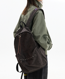 HOODHOOD（フッドフッド）の「スタッドウォッシュドビーズストリングバックパックダークブラウン（バックパック/リュック）」