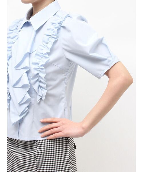 MERCURYDUO（マーキュリーデュオ）の「ギャザーフリルシャツ（シャツ/ブラウス・レディース・ライトブルー/オフホワイト・FREE）」の22枚目の写真