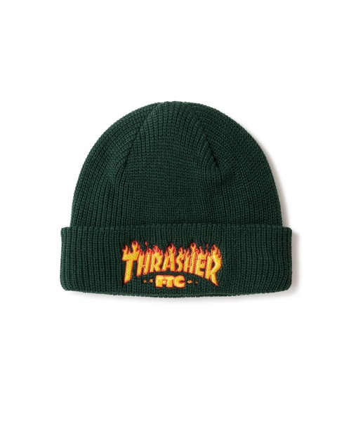 FTC（エフティーシー）の「"FTC x THRASHER" LOGO BEANIE（ニットキャップ/ビーニー・メンズ・オレンジ/グリーン系その他/ブラック・FREE）」の2枚目の写真
