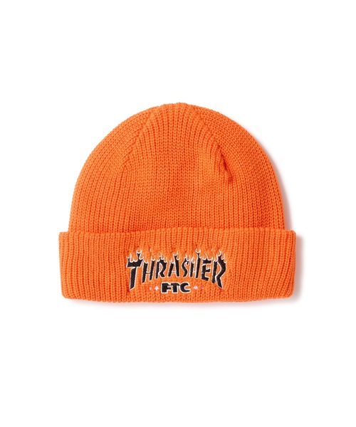 FTC（エフティーシー）の「"FTC x THRASHER" LOGO BEANIE（ニットキャップ/ビーニー・メンズ・オレンジ/グリーン系その他/ブラック・FREE）」の3枚目の写真