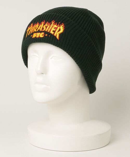 FTC（エフティーシー）の「"FTC x THRASHER" LOGO BEANIE（ニットキャップ/ビーニー・メンズ・オレンジ/グリーン系その他/ブラック・FREE）」の5枚目の写真